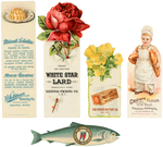 FIVE CELLULOID BOOKMARKS ADVERTISING FOOD PRODUCTS.