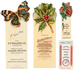 FOUR CELLULOID BOOKMARKS INCLUDING TWO SELF PROMOTION FOR PULVER AND BASTIAN.