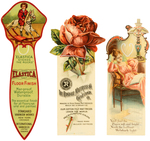 SIX CELLULOID BOOKMARKS PROMOTING HOUSEHOLD PRODUCTS.