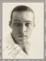 RUDOLPH VALENTINO FRAMED SIGNED PHOTO DISPLAY.