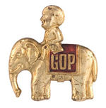 CLASSIC McKINLEY ON "GOP" ELEPHANT BRASS SHELL PIN.