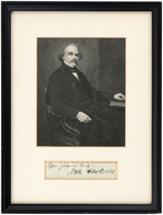 "THE SCARLET LETTER" AUTHOR NATHANIEL HAWTHORNE FRAMED SIGNATURE DISPLAY.