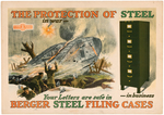 "BERGER STEEL FILING CASES" ADVERTISING SIGN WITH TANK.