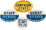 FOUR SCARCE 1960 NIXON CAMPAIGN STAFF AND GUEST BUTTONS.