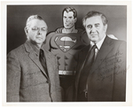 SUPERMAN CREATORS JERRY SIEGEL & JOE SHUSTER SIGNED PHOTO & COMIC CONVENTION EPHEMERA LOT.