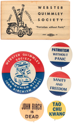 ANTI JOHN BIRCH SOCIETY 6 SCARCE BADGES FROM THE TED WATTS COLLECTION.