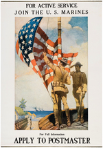 WORLD WAR I U.S. MARINES ENLISTMENT POSTER.