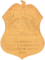 IKE/NIXON 1953 OFFICIAL METRO D.C. POLICE BADGE GOLD TONED VARIETY.