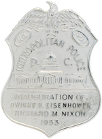 IKE/NIXON 1953 OFFICIAL METRO D.C. POLICE BADGE.