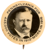 RARE ROOSEVELT 1916 REAL PHOTO PORTRAIT BUTTON USED ONLY IN PENNSYLVANIA HAKE #3324.