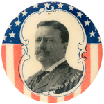 THEODORE ROOSEVELT RARE PORTRAIT BUTTON BY PETTIBONE UNLISTED IN HAKE.