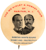 RARE "THE McKINLEY & HOBART CLUB OF RARITAN, N.J." JUGATE BUTTON UNLISTED IN HAKE.