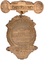 "HARRISON & MORTON" LARGE ORNATE JUGATE BADGE FOR "1889 INAUGURATION."