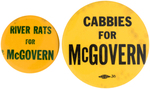 PAIR OF RARE MCGOVERN BUTTONS "RIVER RATS" AND  "CABBIES."