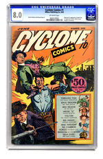 CYCLONE COMICS #1 JUNE 1940 CGC 8.0 OFF-WHITE PAGES.