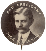 "FOR PRESIDENT THOS. R. MARSHALL" 1912 PORTRAIT BUTTON.