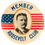 RARE "MEMBER ROOSEVELT CLUB" PORTRAIT BUTTON HAKE #3325.