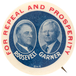 SUPERB ROOSEVELT/GARNER "FOR REPEAL AND PROSPERITY HAKE #2005 BLUE BACKGROUND VARIETY.