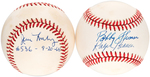 HISTORIC HOME RUN DOUBLE-SIGNED BASEBALL PAIR.