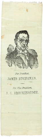 BOLD "FOR PRESIDENT JAMES BUCHANAN" PORTRAIT RIBBON.