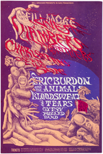 BILL GRAHAM CONCERT POSTER BG-132 FEATURING ERIC BURDON AND THE ANIMALS.