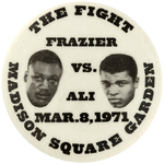 MUHAMMAD ALI VS. JOE FRAZIER "FIGHT OF THE CENTURY" BOXING PROGRAM, NEWSPAPER & BUTTON.