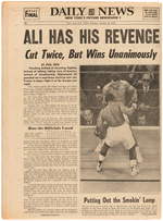 MUHAMMAD ALI VS. JOE FRAZIER SECOND & THIRD FIGHT PROGRAM PAIR & NEWSPAPER.