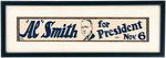 "AL SMITH FOR PRESIDENT NOV. 6" PORTRAIT WINDOW STICKER.