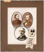 UNIQUE ORIGINAL ART FOR RARE HARDING/FREMONT/LINCOLN BUTTON PLUS BUTTON AND RIBBON.