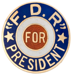 " 'F.D.R.' FOR PRESIDENT" 14K GOLD AND ENAMEL  1932 THREADED POST LABEL STUD.