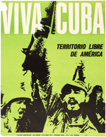 THREE PRO CUBA POSTERS AND FOLK ART POSTCARD.