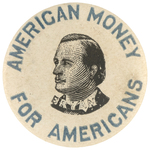 RARE 1896 LAPEL STUD "BRYAN/ AMERICAN MONEY FOR AMERICANS" HAKE # 3289.