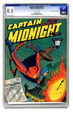 CAPTAIN MIDNIGHT #7 APRIL 1943 CGC 8.5 OFF-WHITE PAGES CROWLEY COPY/FILE COPY.