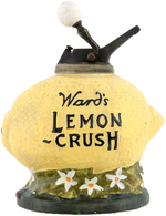 "WARD'S LEMON CRUSH" GLAZED CHINA SYRUP DISPENSER.