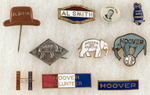 SMITH & HOOVER 9 JEWELRY TYPE PINS PLUS TEXAS FOR HOOVER MINIATURE BUTTON.