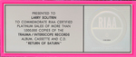 NO DOUBT "RETURN OF SATURN" RIAA PLATINUM RECORD AWARD DISPLAY.