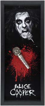 ALICE COOPER SIGNED MICROPHONE FRAMED DISPLAY.