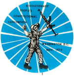 BLACK PANTHERS "REVOLUTIONARY PEOPLE'S CONSTITUTIONAL CONVENTION" BUTTON WITH ART BY EMORY DOUGLAS.