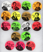 GROUP OF 17 1968 SOCIALIST BUTTONS INCLUDING DEBS, MARX AND ZAPATA.