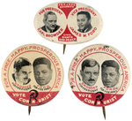 THREE BROWDER/FORD COMMUNIST PARTY JUGATE LITHO  BUTTONS FROM 1936-1940.