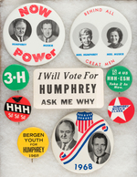 HUMPHREY 1968 GROUP OF NINE BUTTONS INCLUDING FOUR THAT ARE SCARCE.