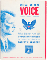 ROBERT F. KENNEDY SIGNED "BNAI ZION VOICE" 1966 PROGRAM.