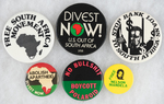 SIX APARTHEID AND NELSON MANDELA BUTTONS.