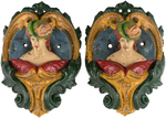 CAROUSEL FIGURAL CAST IRON PLAQUE PAIR.