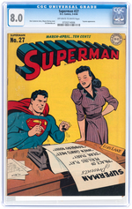 "SUPERMAN" #27 MARCH-APRIL 1944 CGC 8.0 VF.