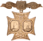 CLEVELAND AND THURMAN 1889 JUGATE CARDBOARD PHOTOS HAKE UNLISTED VARIETY ON BRASS SHELL CROSS.