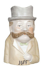 “JEFF” OF MUTT AND JEFF FIGURAL CHINA CREAM PITCHER.