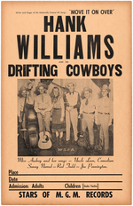 RARE "HANK WILLIAMS AND HIS THE DRIFTING COWBOYS" 1949 TOUR BLANK POSTER.