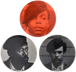 TRIO OF BLACK PANTHER PARTY BUTTONS- NEWTON, CLEAVER AND HUTTON.