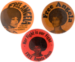 TRIO OF "FREE ANGELA DAVIS" CIVIL RIGHTS BUTTONS.